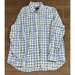Vineyard Vines Men's Shirt XL Plaid Blue Green Slim Fit Whale Preppy